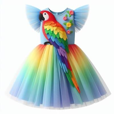 Wzór sukienki z papugą wygenerowany przez AI